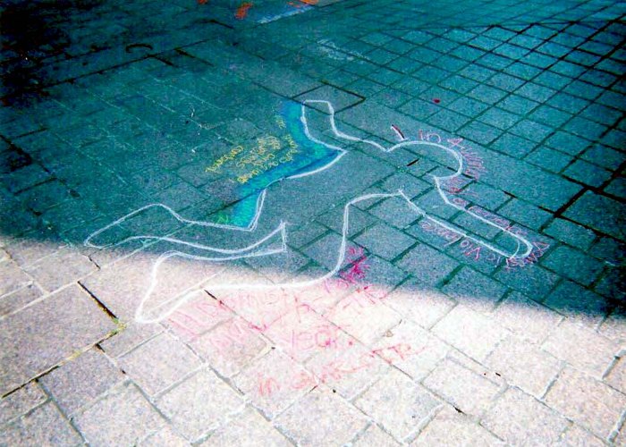 victim marked on ground chalk
